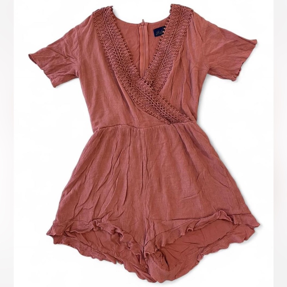 Blue Rain Pink One Piece with V-Neck and Flared Skirt